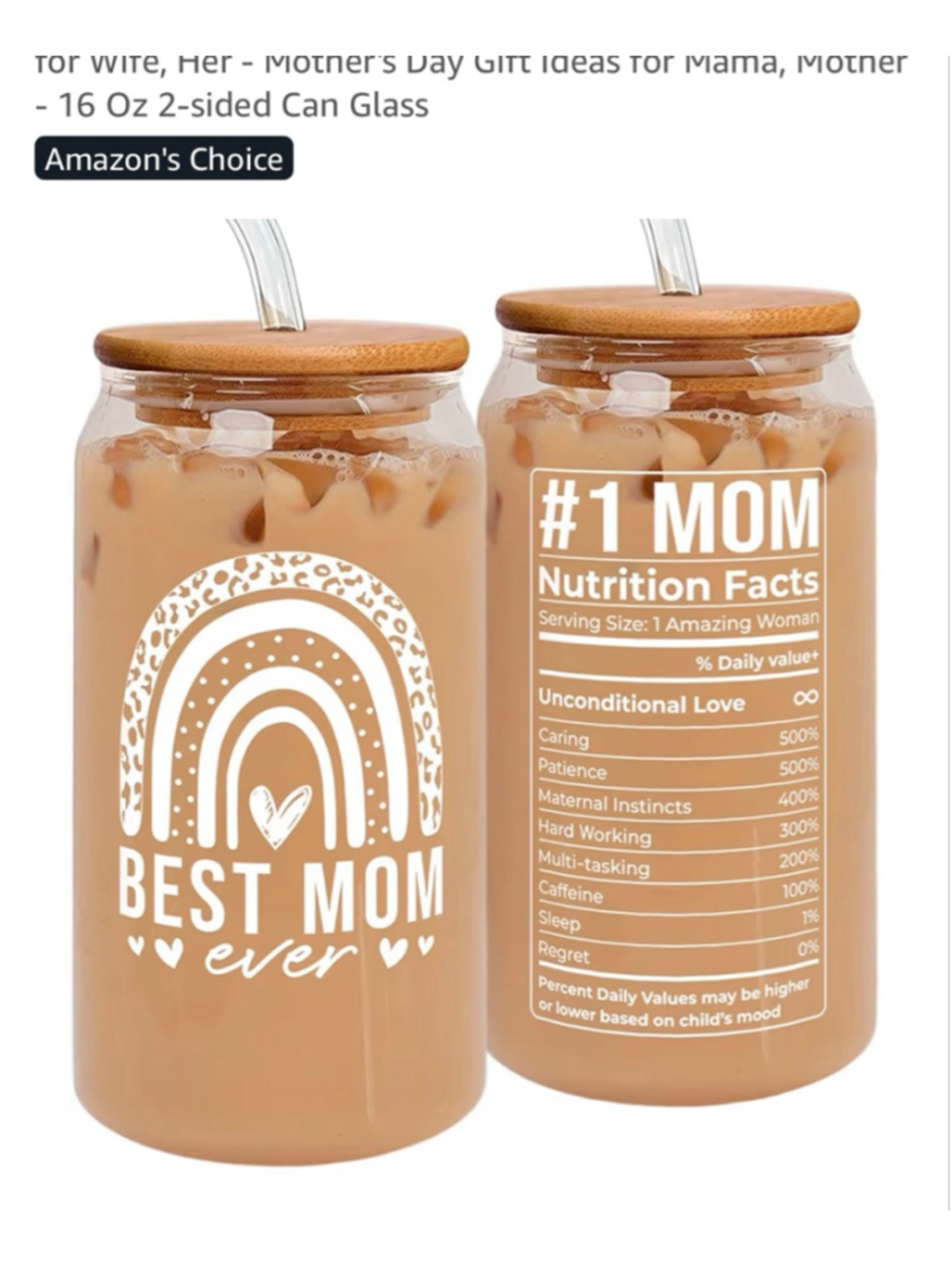 Clear & Brown 'Best Mom Ever' Can Glass One Size